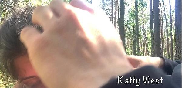  Step Sister Blowjob Step Brother In Public Forest. Almost caught with a dick in my mouth